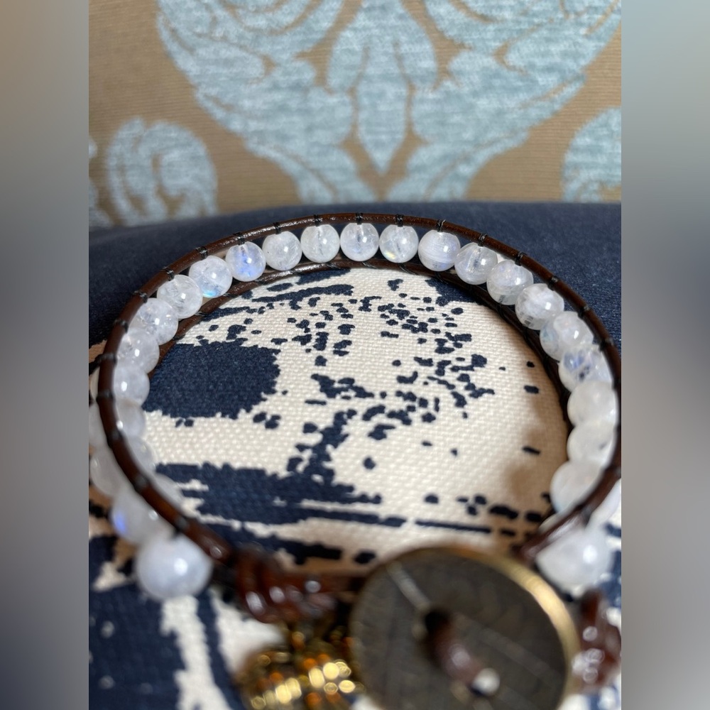 Stackable Rainbow Moonstone Bead Bracelet - image 2